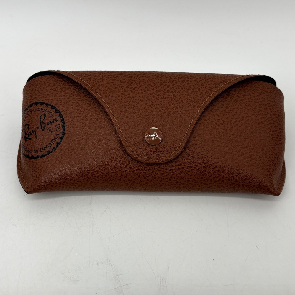 Ray-Ban Brown Textured Faux Leather Sunglasses Case with Snap Closure